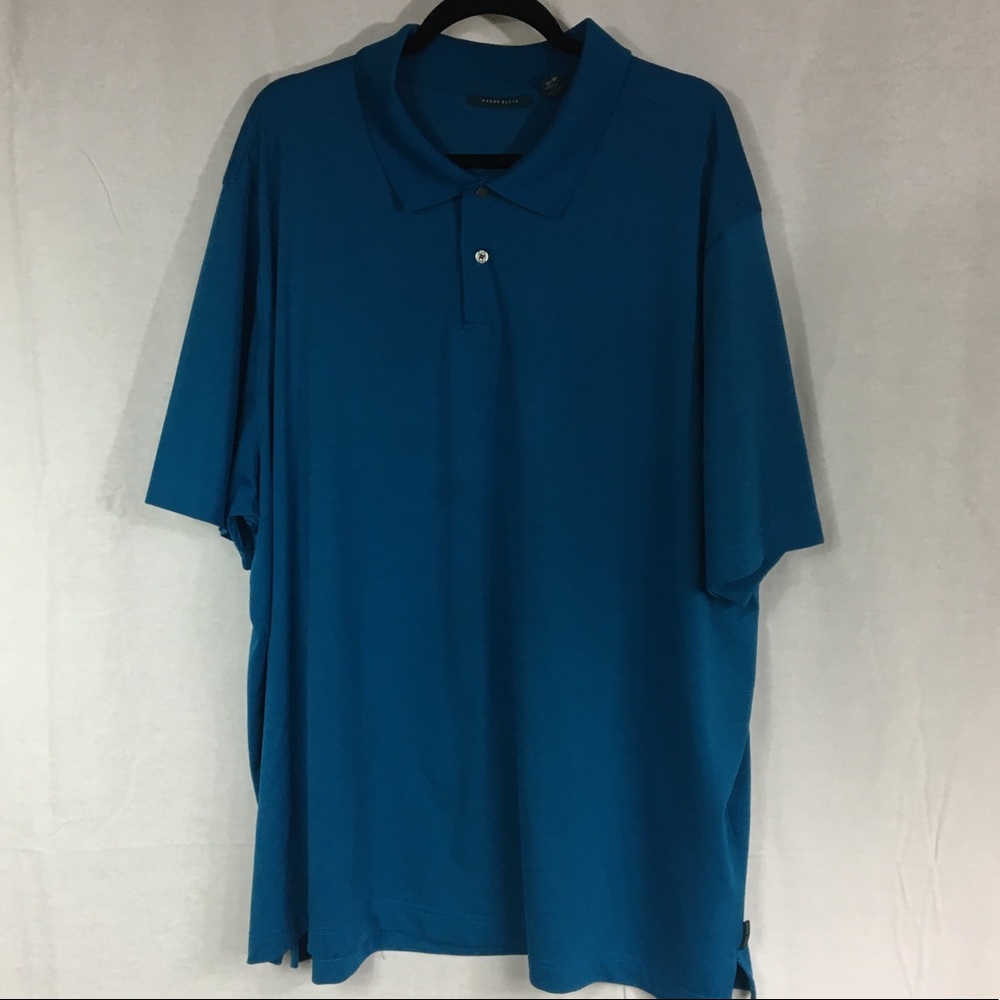 Perry Ellis 3X teal blue easy care short sleeve polo shirt 100% polyester